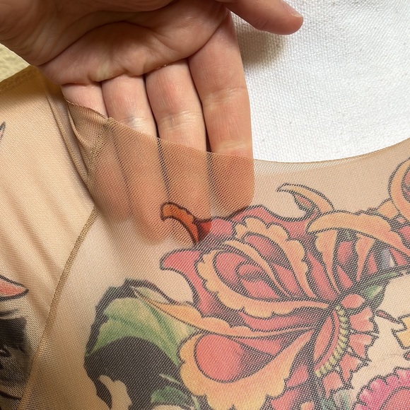 Tattoo Clothing Sheer Tattoo Art Long Sleeve Blouse - Picture 6 of 9